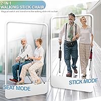 Vista 3 de Ta-Da Chair Series 1 Pro, Portable Trekking Hiking Pole, Folding Walking Stick with Seat, Walking Cane with Chair, Foldable Chair, Lightweight