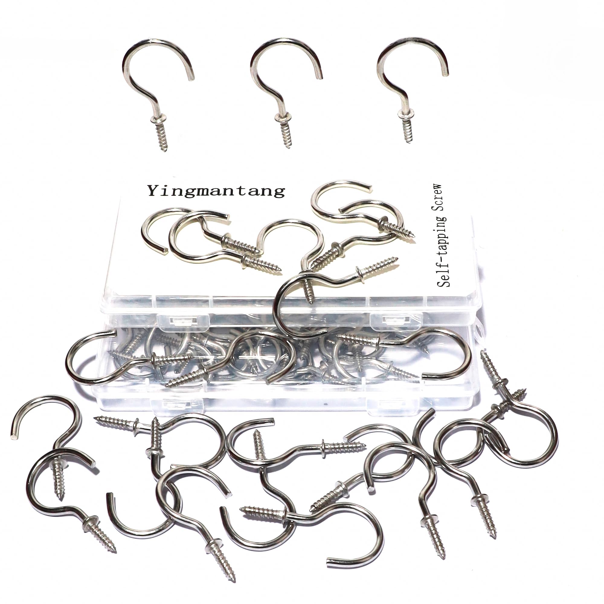 Yingmantang (304) Stainless Steel Ceiling Hook 1-1/4 inch/Cup Hook Screw for Hanging(60 Pack)