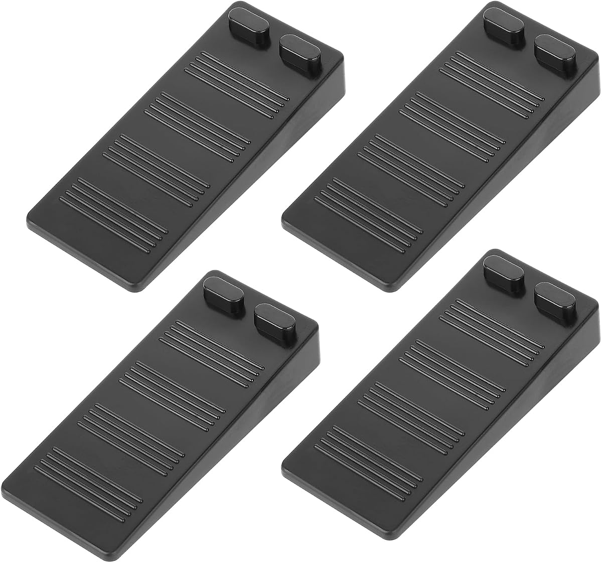 Flexible Rubber Door Stopper Wedge - Stackable Furniture Leveling Shims (4 PCS) - Black Non-Slip Non-Scratching Door Holder