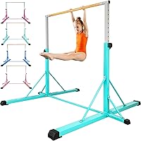 Vista 1 de Gymnastics Bar for Kids Ages 3-15, 35" to 60" Adjustable Height, 4FT Wide Base - Professional Kip Bar with 360 Stability & Fiberglass Crossbar, Easy