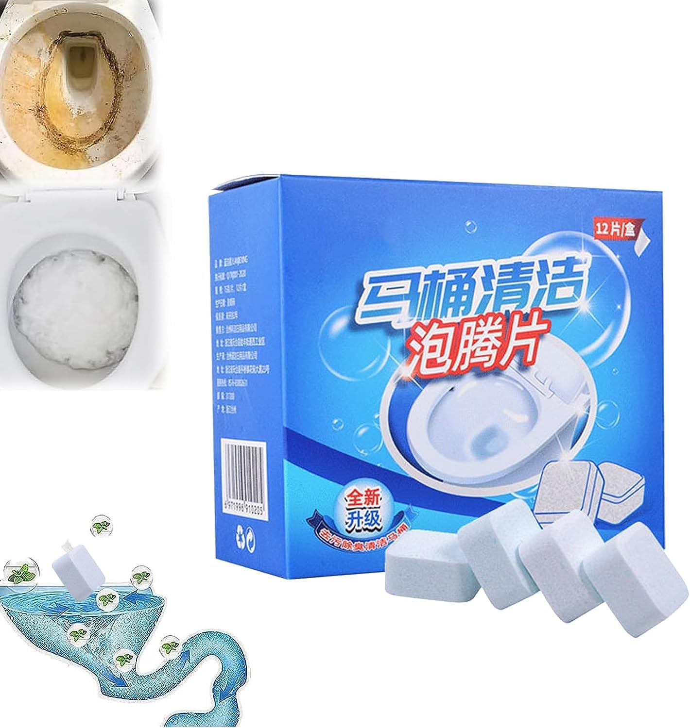 Flushbright Cleaning Tablets, 12Pc/Box Flushbright Toilet Cleaning