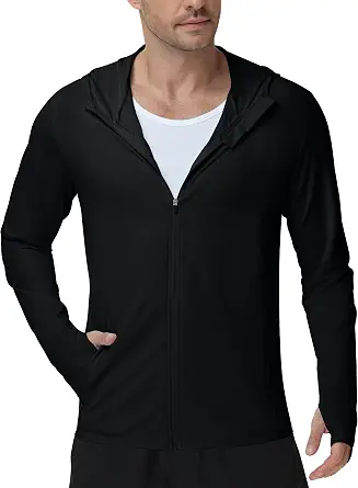 Roadbox Men's UPF 50+ UV Sun Protection Hoodie Jacket, Lightweight Full Zip Fishing Shirts for Hiking Running Workout