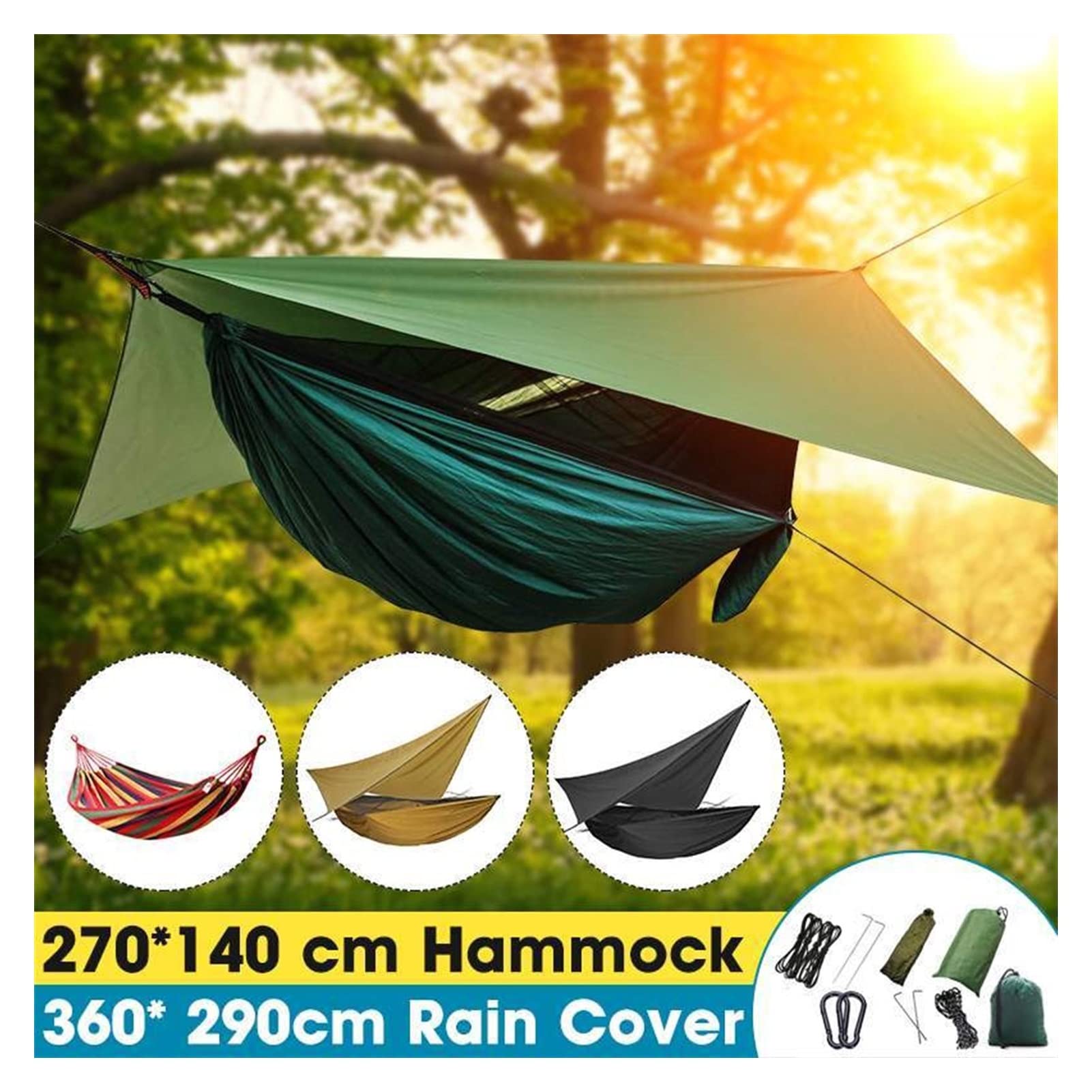 Columpio 2 en 1 Viaje portátil Tienda de campaña Hamaca, Swing de Hamaca de Patio Trasero, Bolsa de Dormir con Cubierta de Red y toldo Gimnasios y Columpios