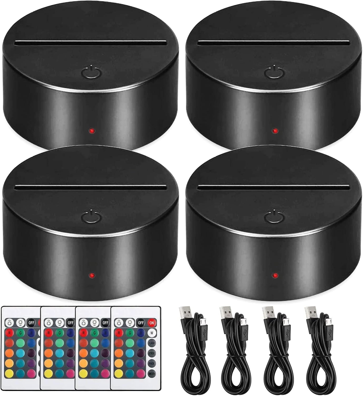 4 paquetes de luz nocturna 3D LED, base de luz LED, base de