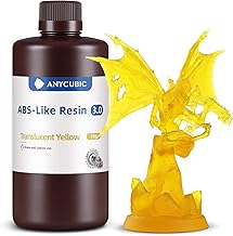 ANYCUBIC ABS Like Resin 3.0, 405nm UV Fast-curing Photopolymer Resin with Excellent Strength and Resilience, High Precision, Low Odor 3D Printer Resin for LCD/DLP 3D Printing, Transparent Yellow 1kg
