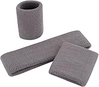 Vista 70 de ONUPGO - Conjunto de diadema y muñequeras deportivas para el sudor, hechas de algodón con bucles, muñequeras, contra humedad Rojo/Blanco/Azul