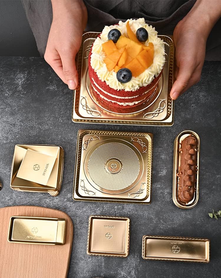 Miniatura 9 de Mini tableros cuadrados para tartas de 2.6 pulgadas, 100 piezas, cartón desechable de mousse dorado con base recubierta a prueba de grasa, perfecto