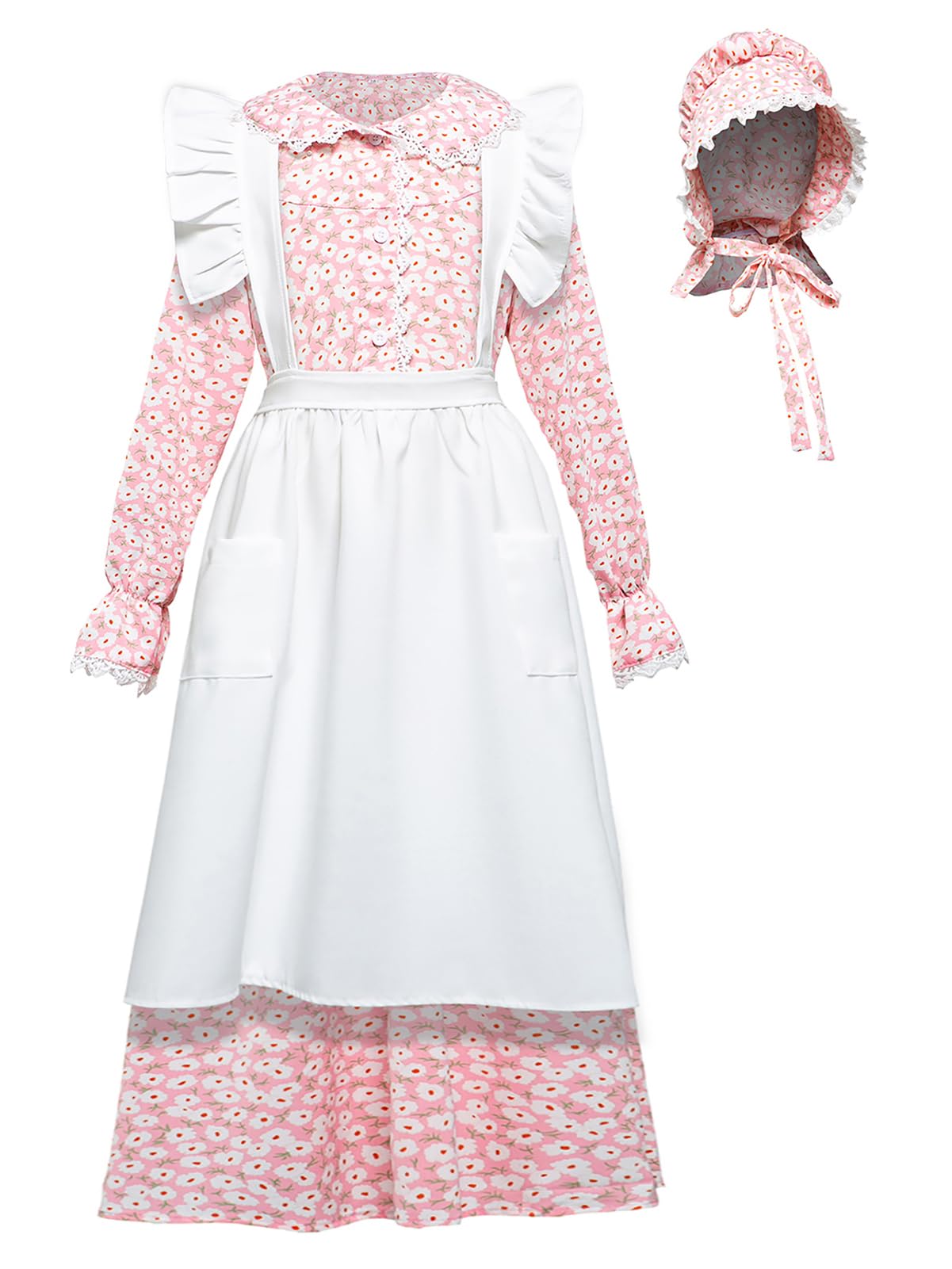 Prairie Dress Girls,Pioneer Dresses for Girls,Colonial Costume Kids 1800s Amish Pilgrim Outfit