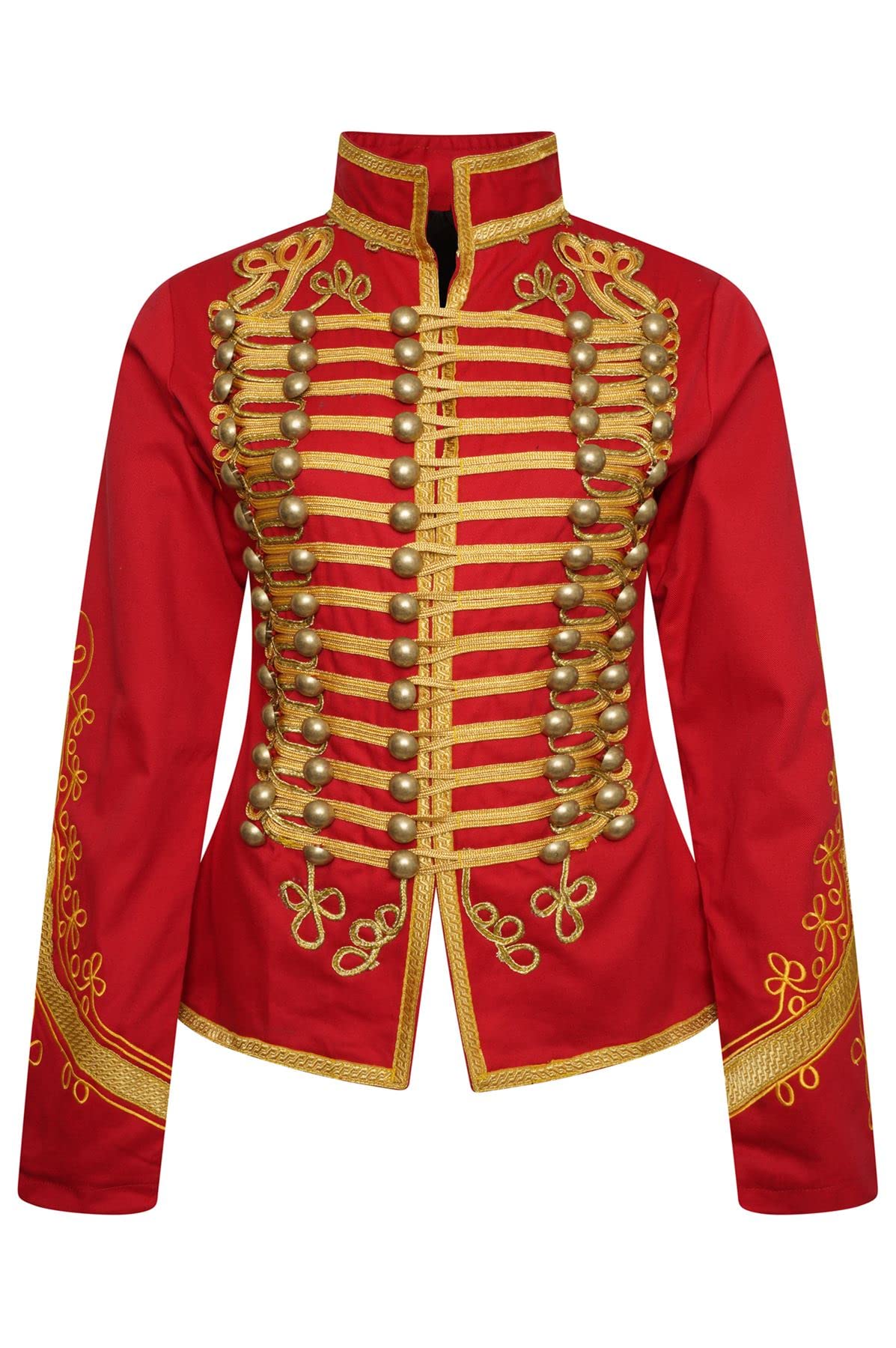Ro Rox Women's Red Adam Ant Military Drummer Jacket For Marching Band ’S Jacket For Themed Parties, Performances, Halloween, L
