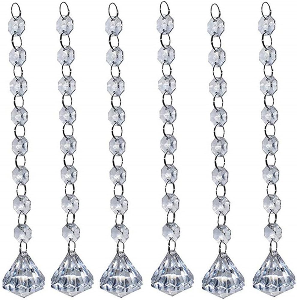 Diamond Crystal Bead Strands,Acrylic Hanging Beads Wedding Beads Crystal Chandelier Pendants Parts Beads,Acrylic Bead Chains Decorating for Crystal Chandelier and Ceiling Light (Lengthened,pack of 12)