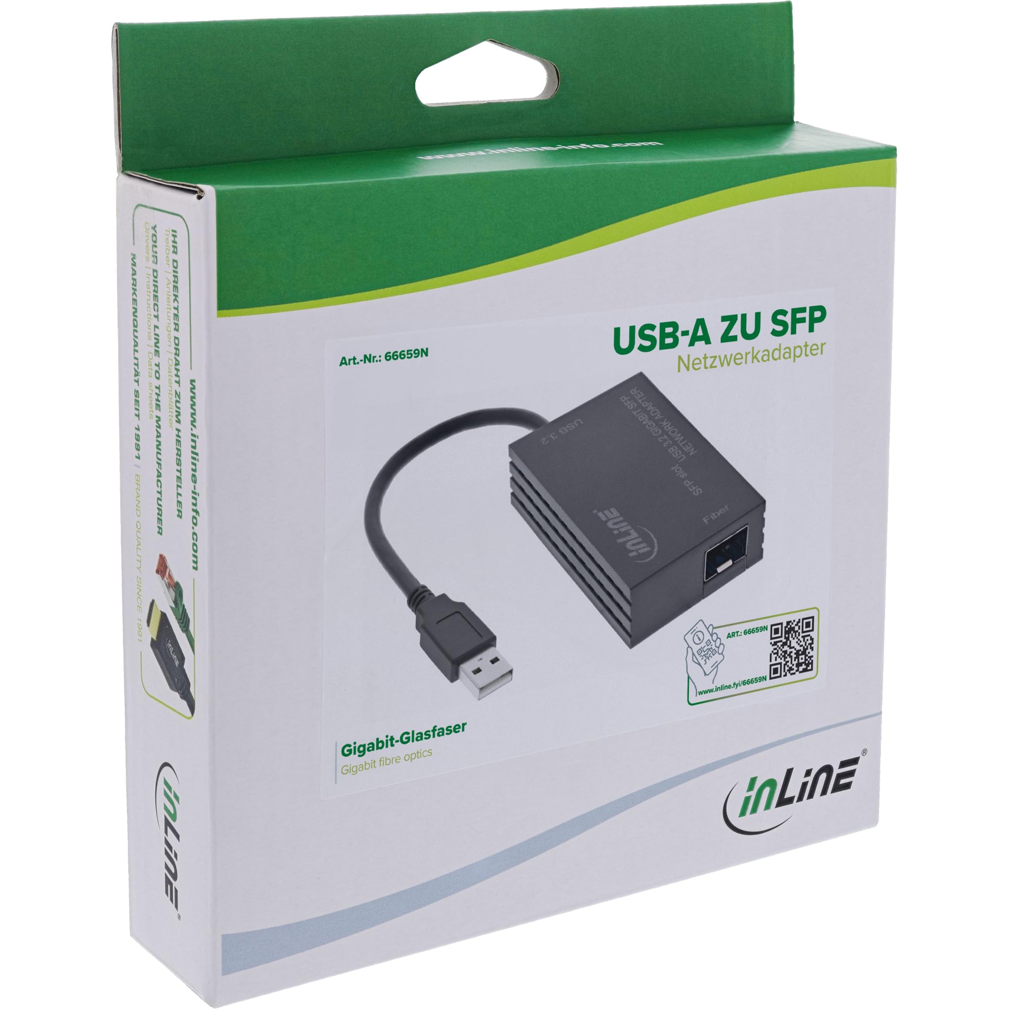 Inline Adattatore di rete da USB-A a SFP per connessioni in fibra ottica Gigabit Ethernet 10/100/1000 Mb/s compatibile con Windows, macOS, Linux, 66659N