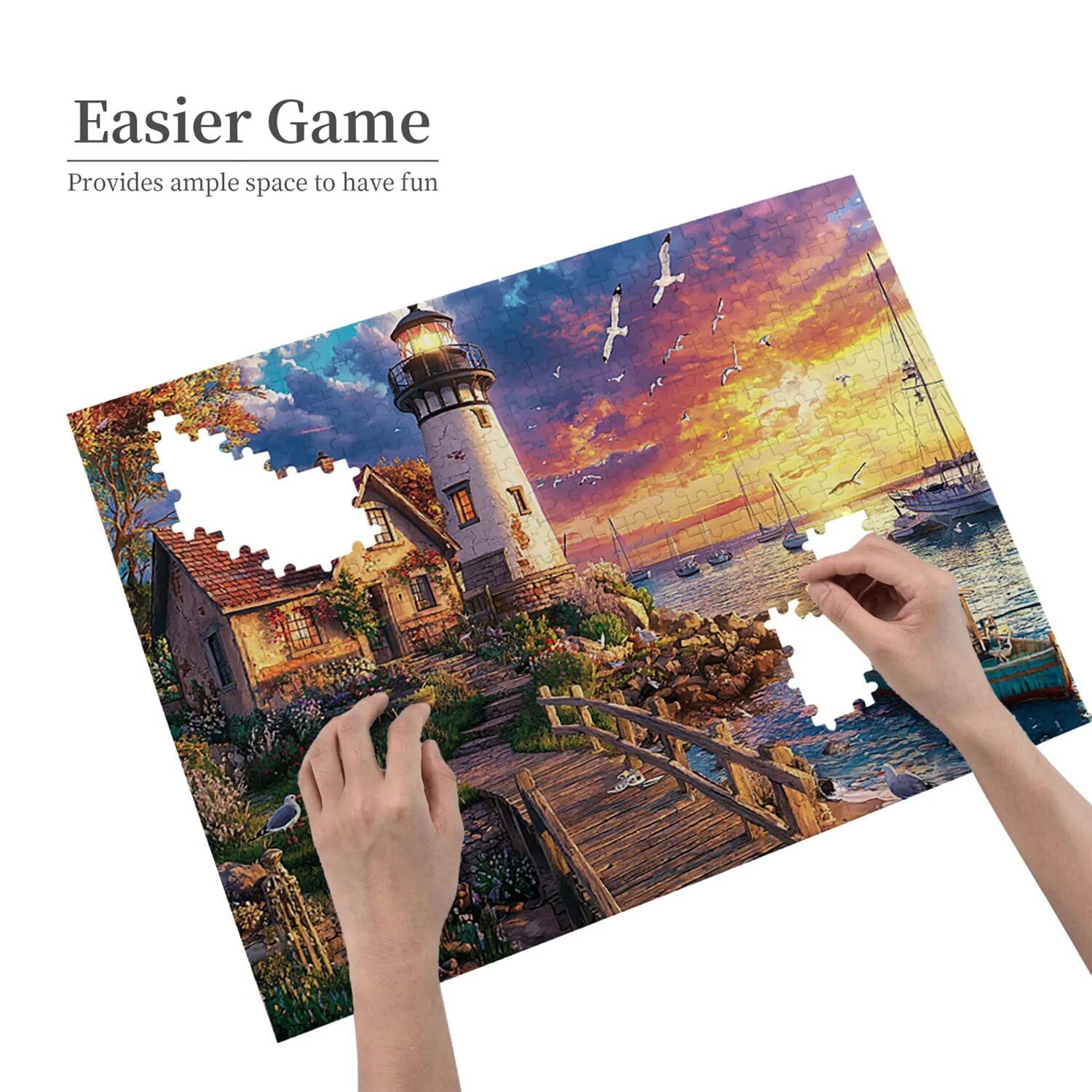 Puzzle para Adultos 3000 Piezas, Faro Puzzle, Difícil, Desafiante, Rompecabezas Encajan Perfectamente, Letras en la Parte Posterior, sin Polvo, Regalo para Personas Mayores 122x80cm s-124