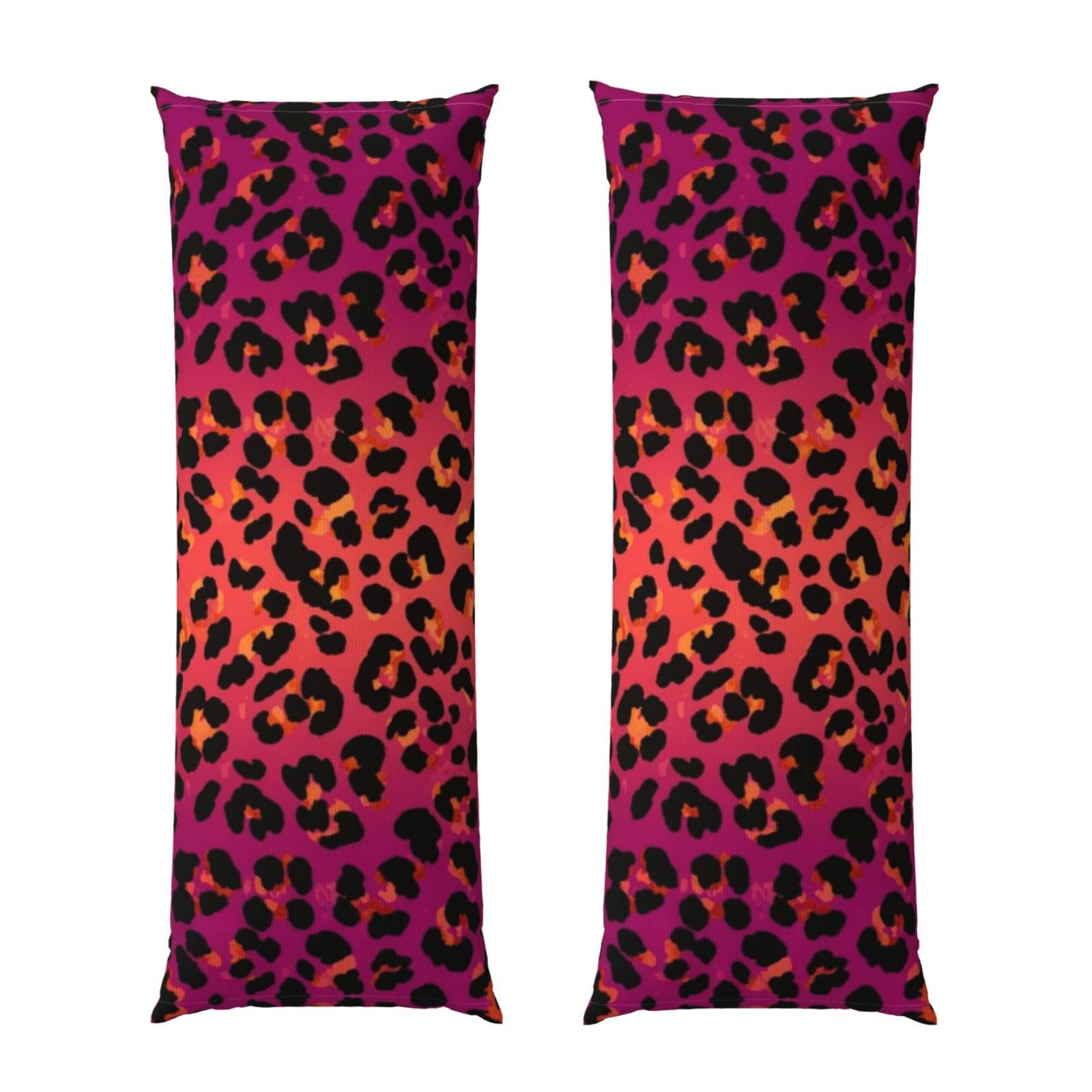 Long Pillowcase 20x54 Inch, Hot Pink Tie Dye Leopard Cheetah Print, Ultra Soft Body Pillow Cover with Hidden Zipper, Wrinkle Resistant Fabric for Bed Couch Home Decoration