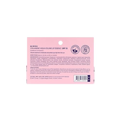 Miniatura 3 de MIZON Collagenic Aqua Volume Lip Essence Tratamiento con colágeno coreano bálsamo labial hidratante calmante protección UV sin fragancia (0.35 onzas)
