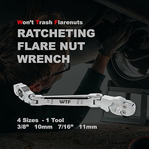 WTF Llave de línea de freno de trinquete, SAE y métrica, 0.394in, 0.433in, 38 pulgadas, 716 pulgadas