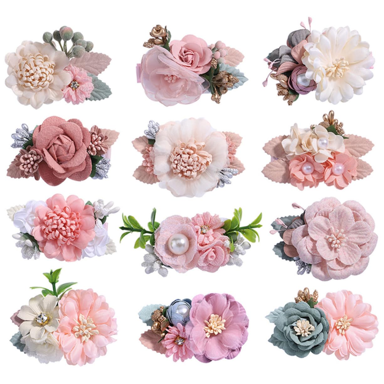 Pack Haarspangen Stoff mit Blumenmuster, für Mädchen