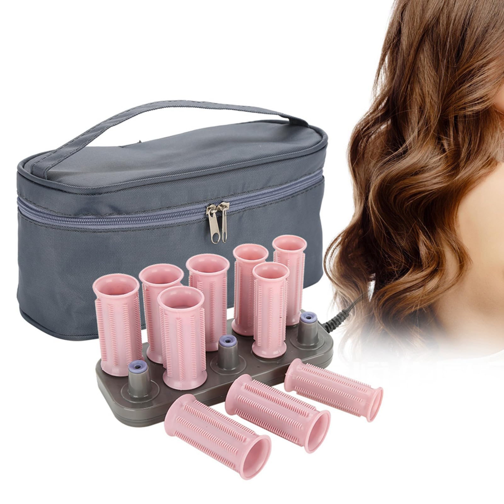Travel Hot Rollers, 10Pcs Professional Electric Heated Roller Curling Roll Hair Tube Rollers Hot Pod Hair Styling Tool Electric Heated Roller Curling