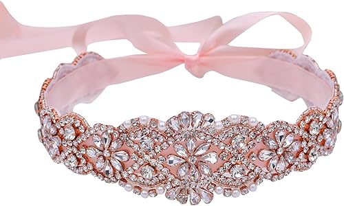 Miniatura 8 de Azaleas Cinturón de boda fino de cristal para mujer cinturón de novia para boda dama de honor accesorios de vestido de niña de flores 16 pulgadas