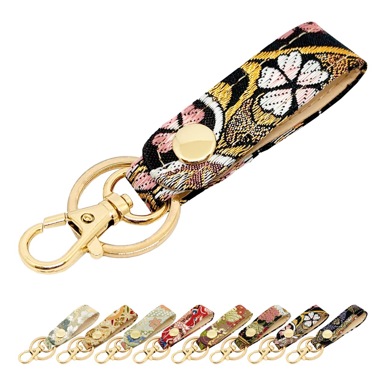 leo&aoi Nishijin Key Ring, Brocade Keychain, Snap Button, Belt-type, Bag Charm, Japanese Pattern, Keys, Women's, Men's, Ultra : Clothing, Shoes & Jewelry
