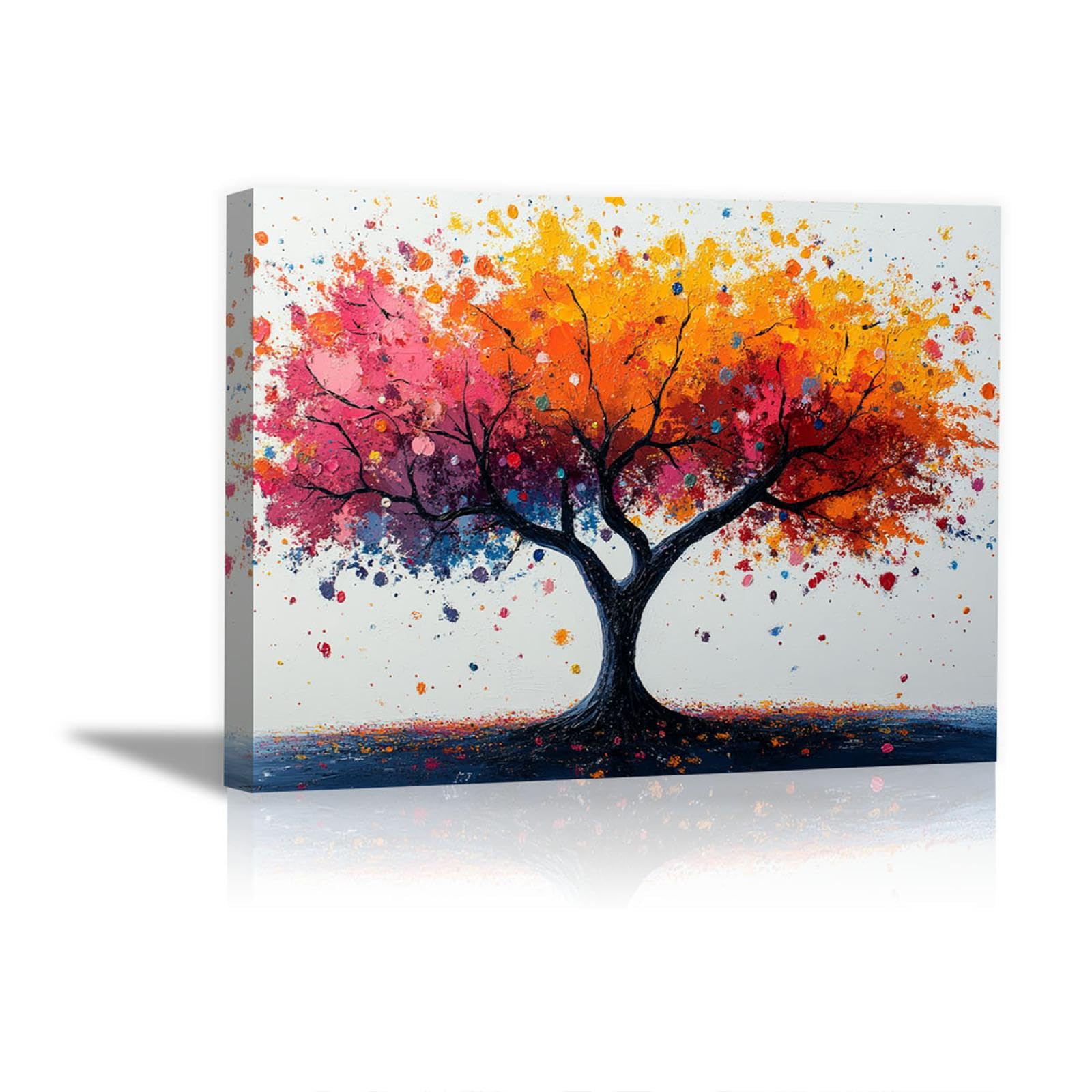 TODOAA Cuadro Arbol Abstracto Lienzo Nórdico Cuadros, Graffiti Naturaleza Árbol Arte Decoracion Salon Lienzo, Dormitorios Para Comedor Oficina Pasillo Cocina Y Baño - 50x70cm Enmarcado(Amarillo)