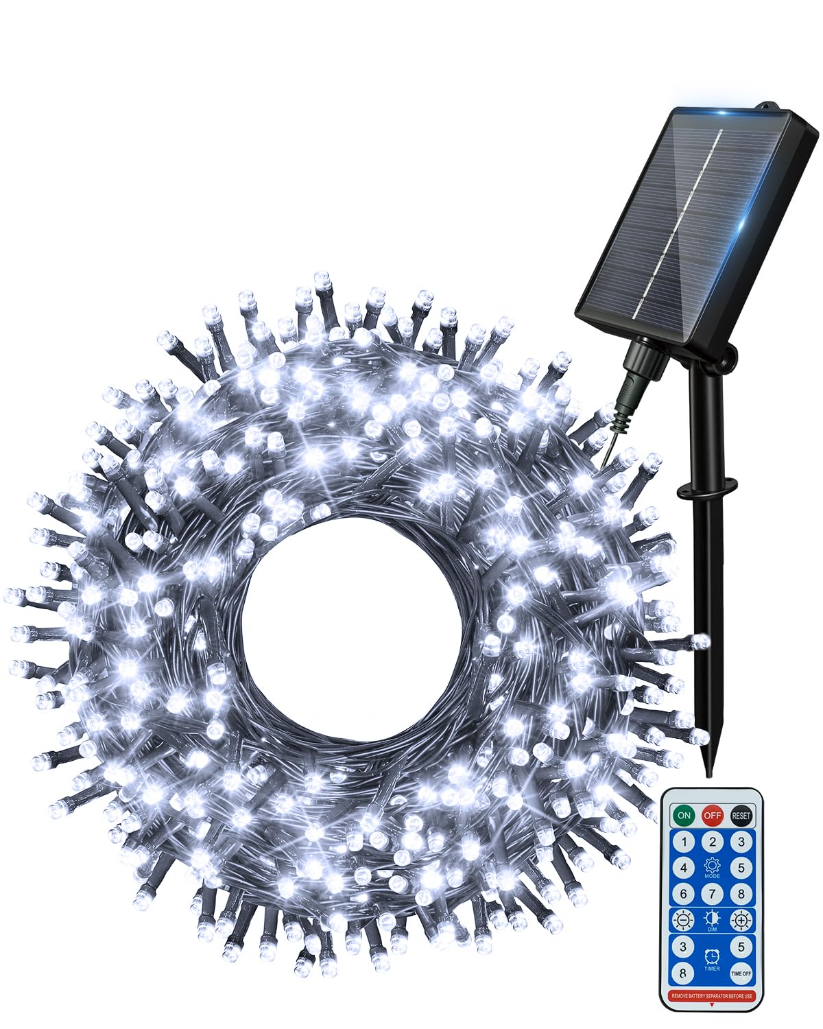 Ollny Solar Lights Outdoor Garden 40m 400 LEDs Fairy Light, Waterproof Cool White String with 8 Modes Large Capacity, Outside Decorative Lighting for Tree Fence Gazebo Patio Camping Decorations
