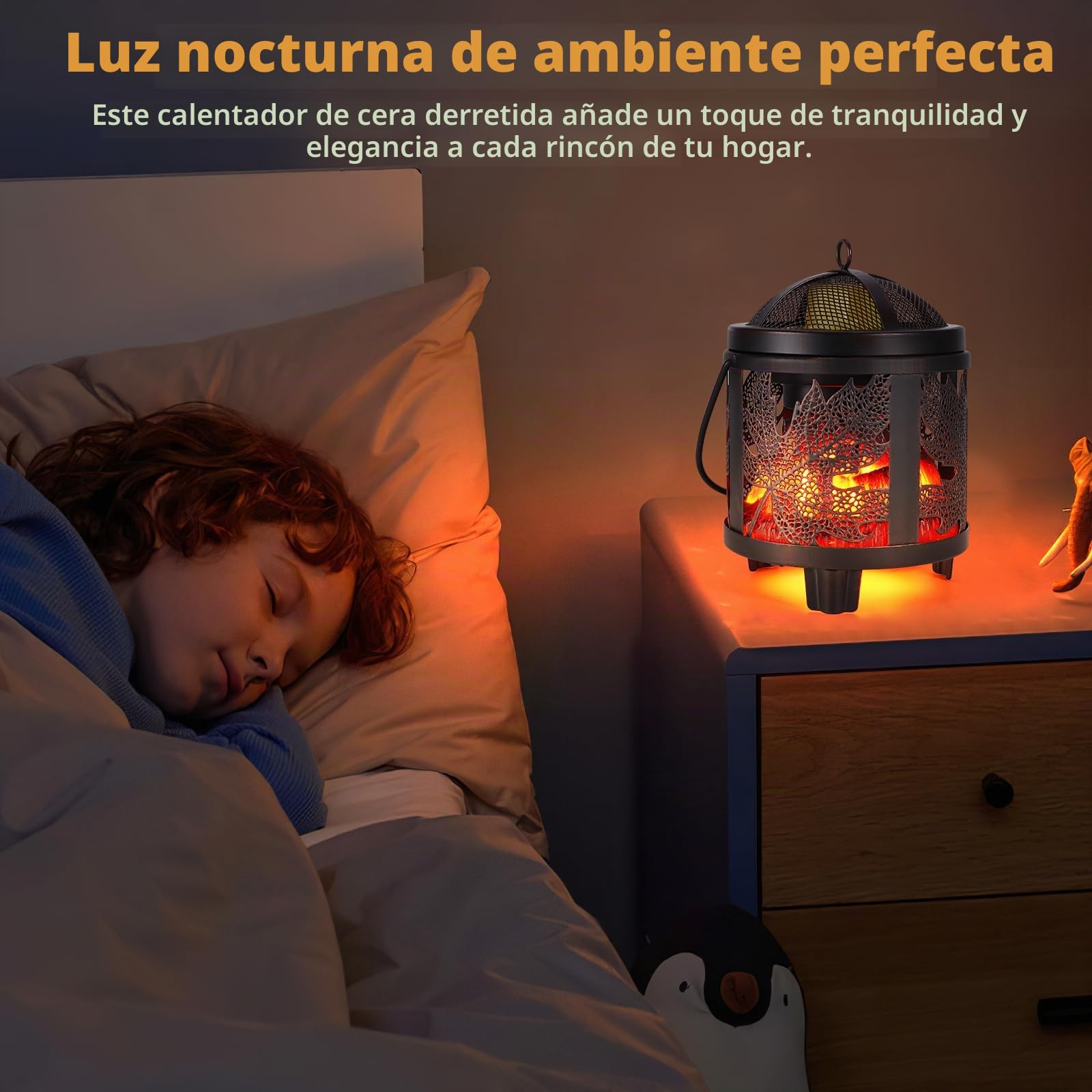 Lámpara de Fragancia eléctrica,Quemador eléctrico 4 en 1 para Cera aromática,Vela y Aceite aromático, Patrón de hoja de arce Lámpara de Aroma eléctrico para Regalos y Decoraciones de Oficina doméstica
