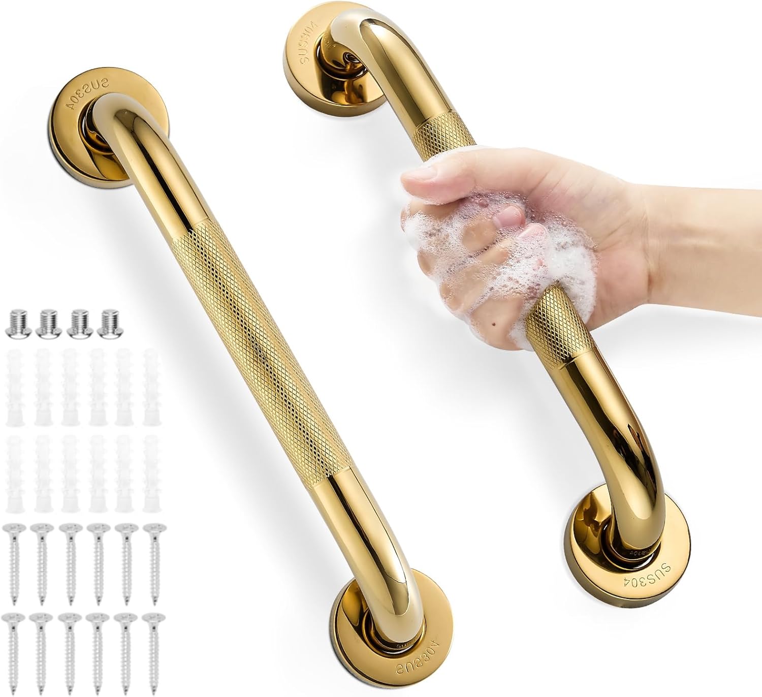 Grab Bars for Shower, Zynuhmo 1 Piece 24  Inch Anti Slip Stainless Steel Bathroom Safety Shower Grab Bar Handrails for Handicap Injury Pregnant Senior Assist Shower Handles(Titanium Gold, 1\\\" Diameter) 1 piece 24  Inch Titanium Gold
