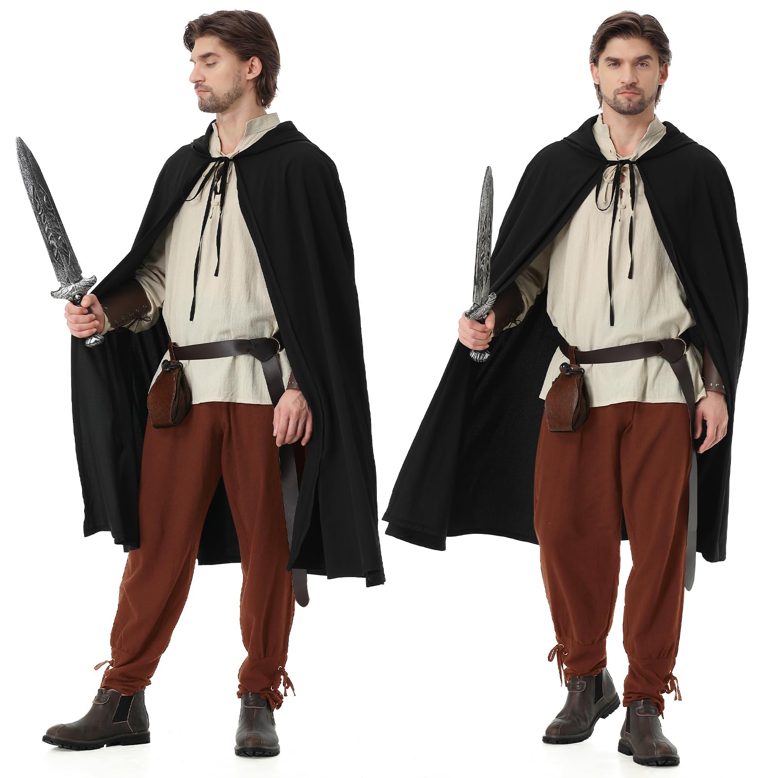 Disfraz Medieval Renacentista Hombre Conjunto de Ropa Medieval Traje Renacentista Disfraz de Vikingo con Camisa Pirata Pantalones Medieval Cinturón Muñequeras