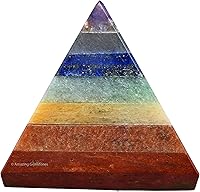 Vista 58 de Cristales curativos de pirámide de piedra de luna crema Amazing Gemstone - Figura de gran pirámide de 1" de piedra natural para meditación, Reiki