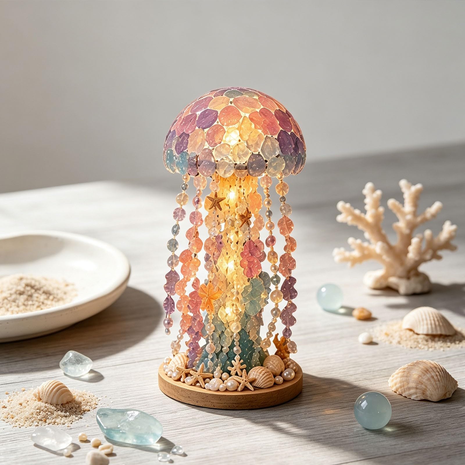 DIY Sea Glass Art Kit,Themed Handmade Craft Set with LED Lights 3D,G