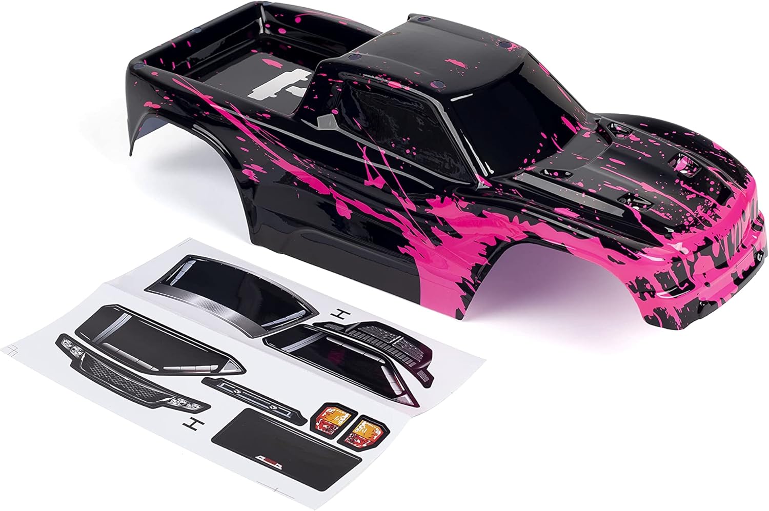 Custom Body Muddy Hot Pink Style Compatible for Hoss 4X4 VXL 3S 4WD Truck Shell Cover(Truck not Included) H-MHP-01