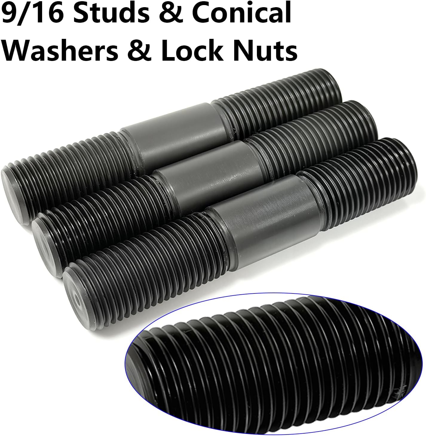 8 Pack 9/16 Stud and Conical Washer for Dana 44 Compatible with Jeep, Ford, Dodge, Steering Arm Install Kit