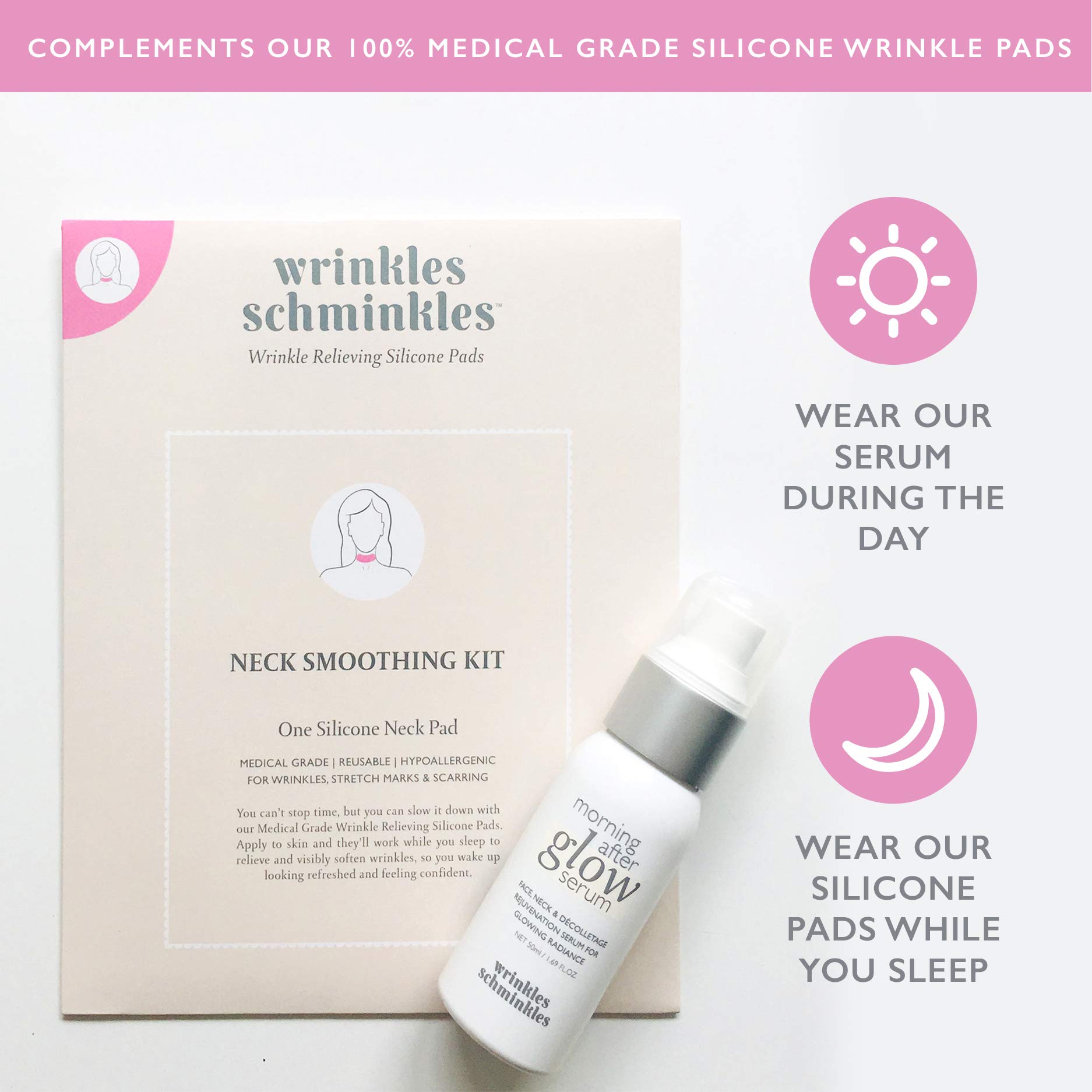 Anti Aging Serum for Face, Neck & Decolette - Neck Firming, Decollete Cream & Hyaluronic Acid & Resveratrol Face Serum - Daytime Booster Product to Improve Silicone Pad Results