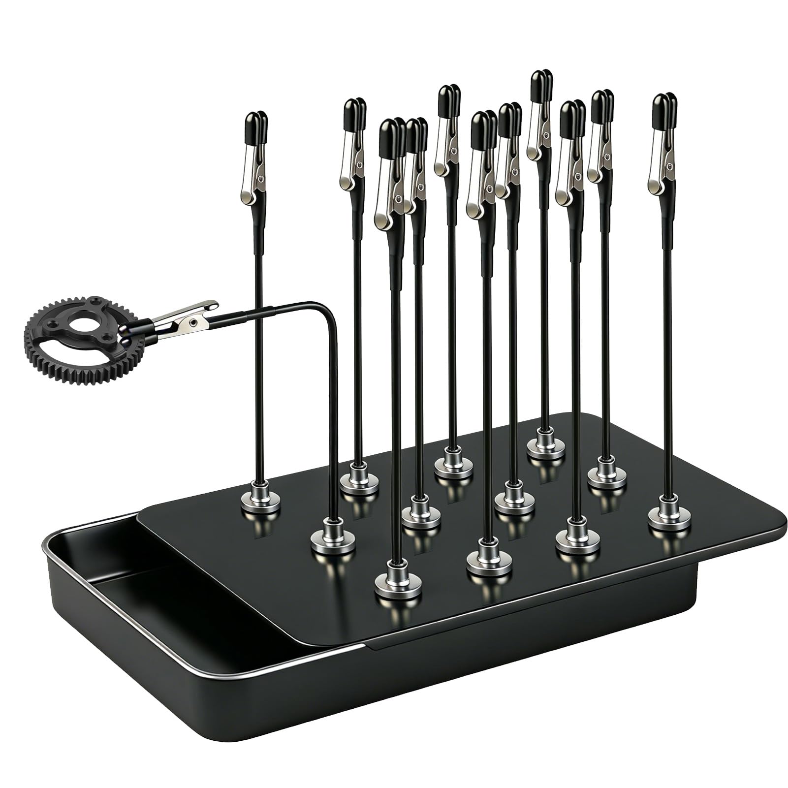 12 PCS Model Painting Stand Base Holder Kit with Magnetic Bendable Alligator Clip Sticks & Storage Box, Flexible Wire Clamps Rubber Tips Adjustable Modeling Tools for Airbrush Hobby DIY Miniatures