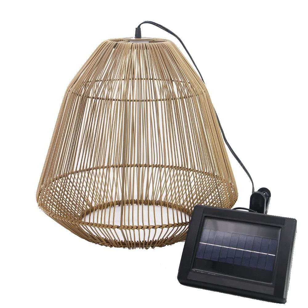 Lumisky MAYA Suspension solaire bohème LED blanc chaud H39cm vannerie tressée
