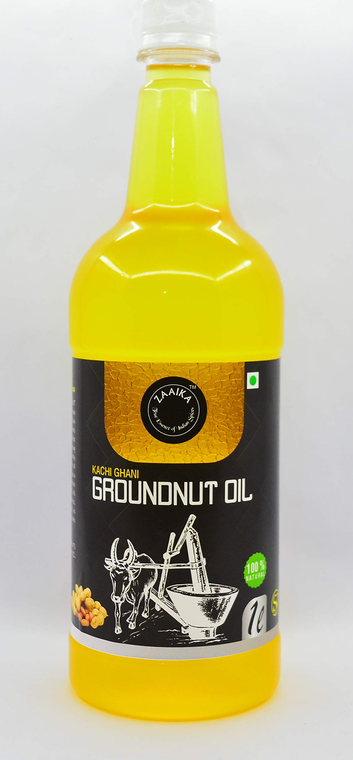 ZAAIKA Cold Pressed Groundnut Oil Traditional Ghani (kolhu) Unrefined and Unfiltered Pure Oil - 1L