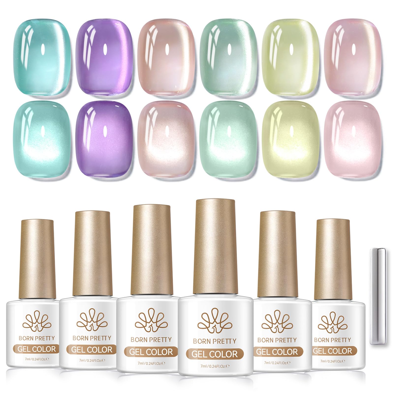 BORN PRETTY 春夏向け キャッツアイマグネットジェルネイル 6色セット…