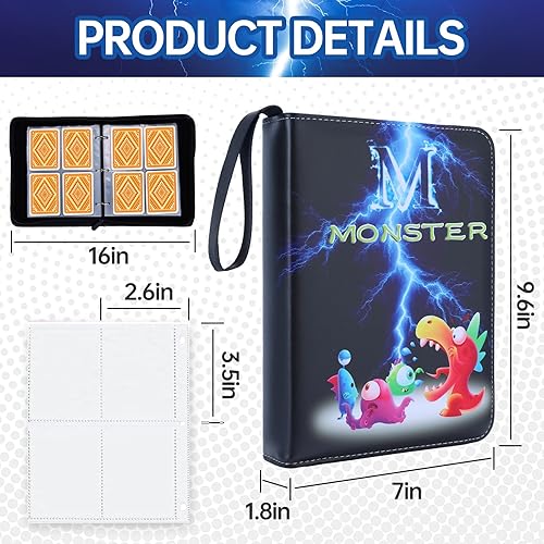 Miniatura 5 de Carpeta de tarjetas coleccionables, 4 fundas con soporte para 400 tarjetas, compatible con la mayoría de tarjetas deportivas intercambiables,