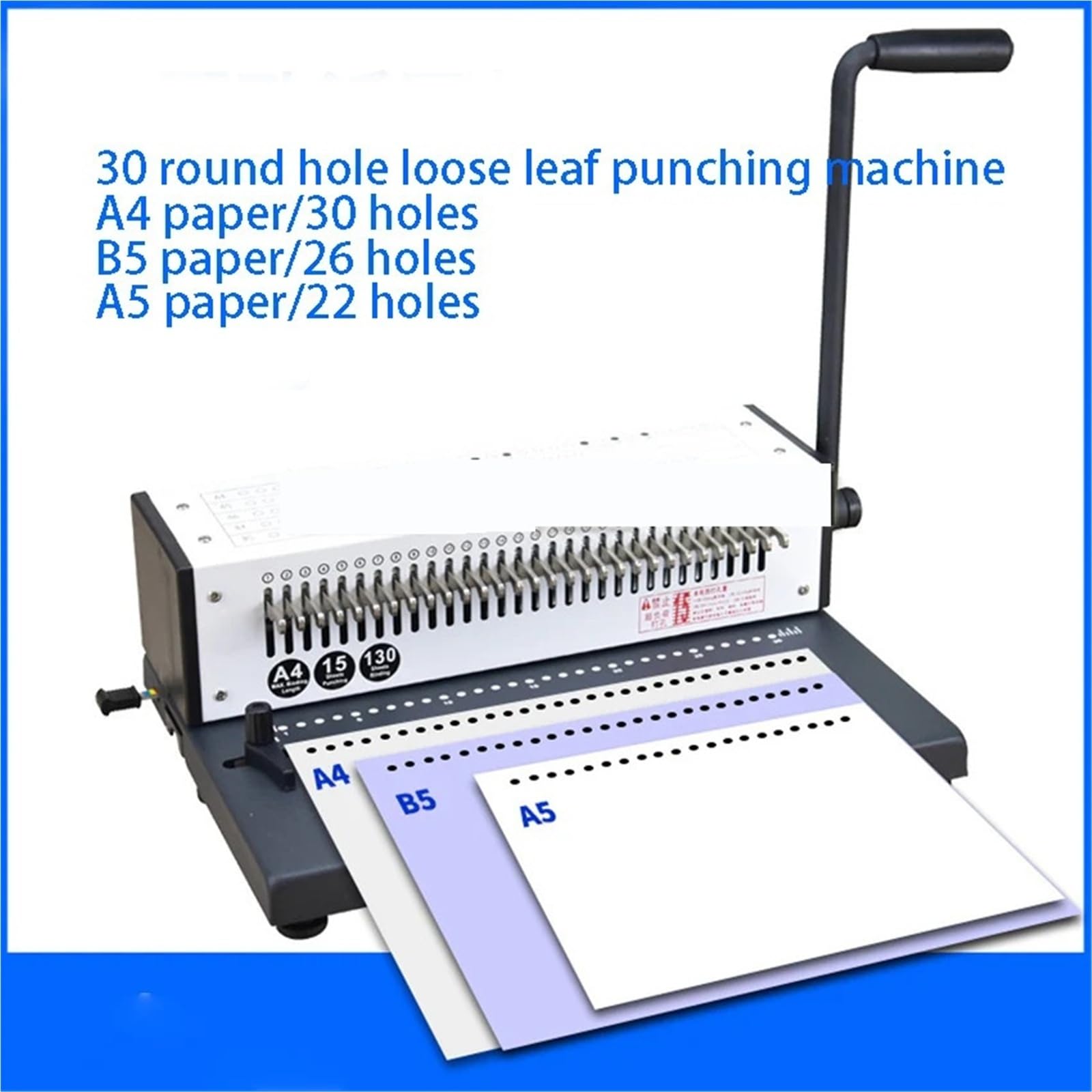 Bindemaschine, Lochmaschine for Loseblattsammlungen, 1-30 Löcher, selbsteinstellende Lochung, Einzelspirale, Hartclip, Loseblattsammlung Büro- und Schulnutzung