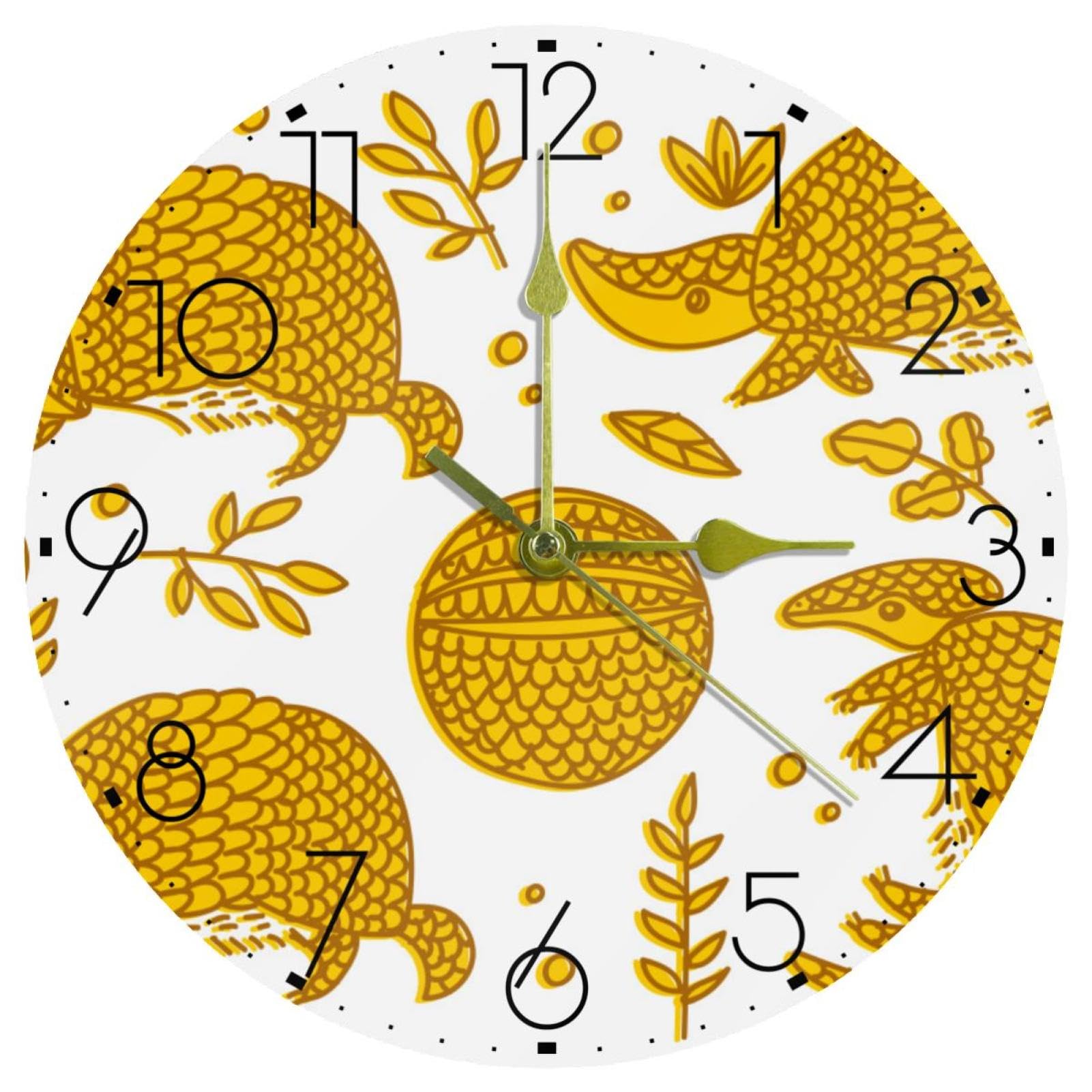 Horloge murale ronde dorée Armadillo de 25 cm décorative pour salon