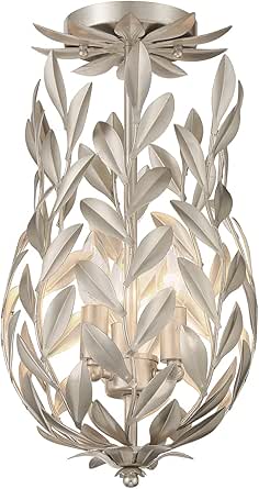Crystorama Broche 3 Light Antique Silver Semi Flush Mount