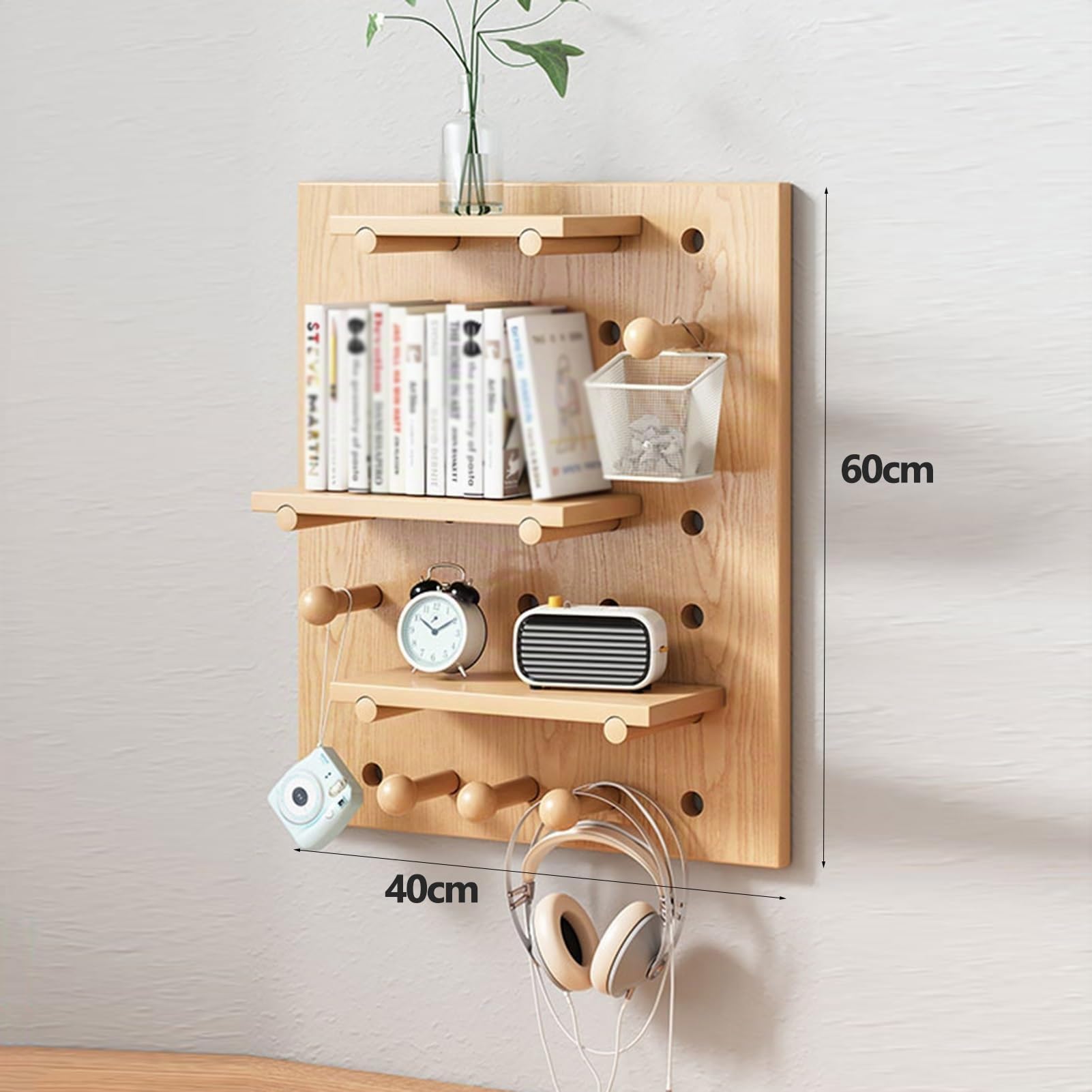 Genérico Tablero de Madera Perforado, Kit Organizador de Pared Combinado, tableros Perforados para exhibir Adornos, Panel de Herramientas con Clavijas de Pared para Oficina en casa, fácil de ensambla