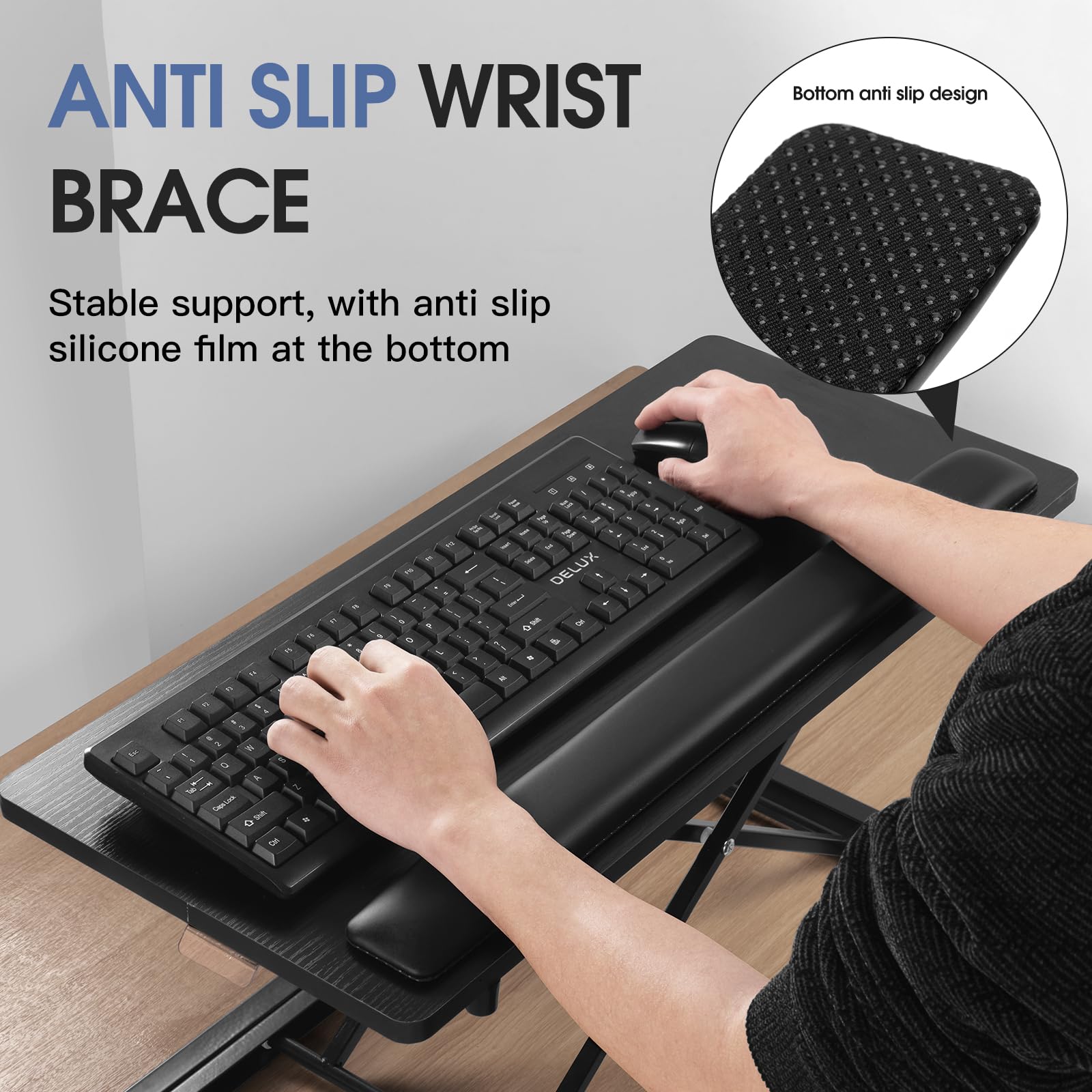 Sit Stand Desk With Drawer Keyboard Stand For Desktop Omhuzsyo Standing ...