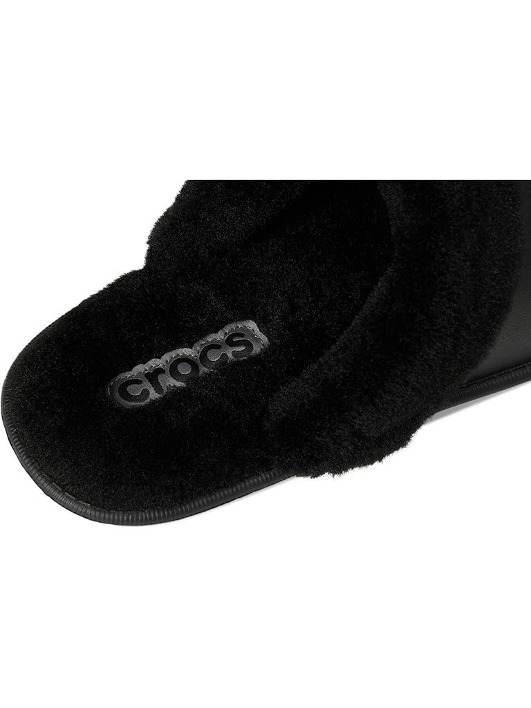 Black Crocs Classic Fuzz Scuff Slippers