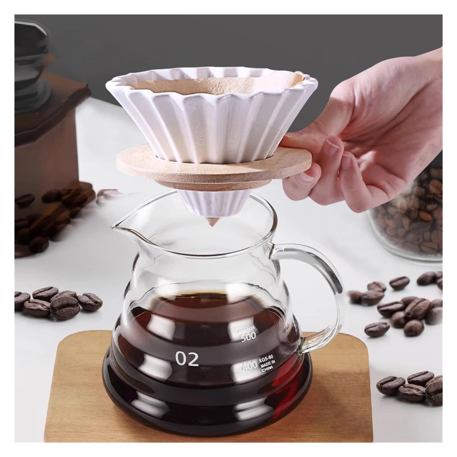 For 1-2 Tazas De Café Hecho A Mano Y A Máquina, Soporte De Taza De Filtro De Café, Embudo De Goteo De Cono De Cerámica Reutilizable, Cafetera(Left)