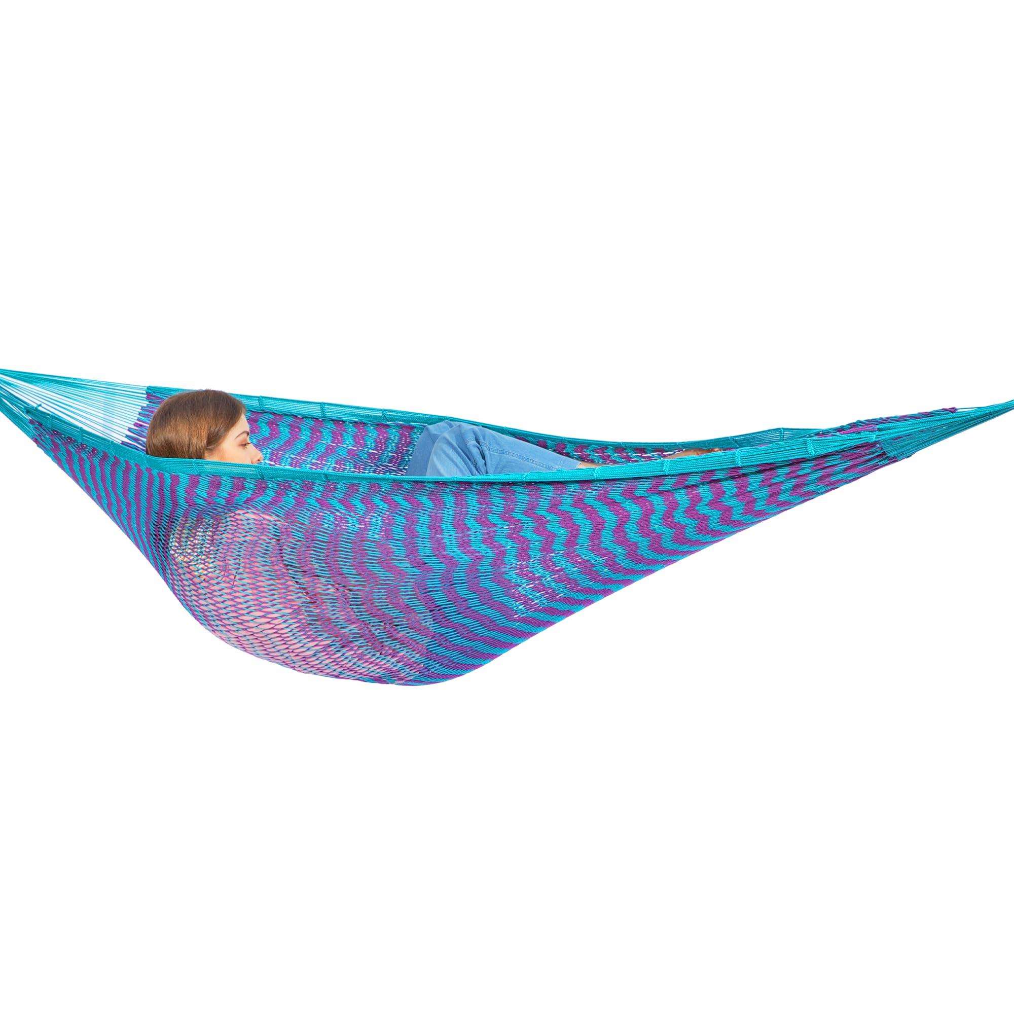 PNAEUT Mayan Hammock, Handwoven XL Thick Soft Rope Hammocks for Outdoor Indoor, Max 600 lbs Capacity, Tree Straps & Carabiners Included (Violet)