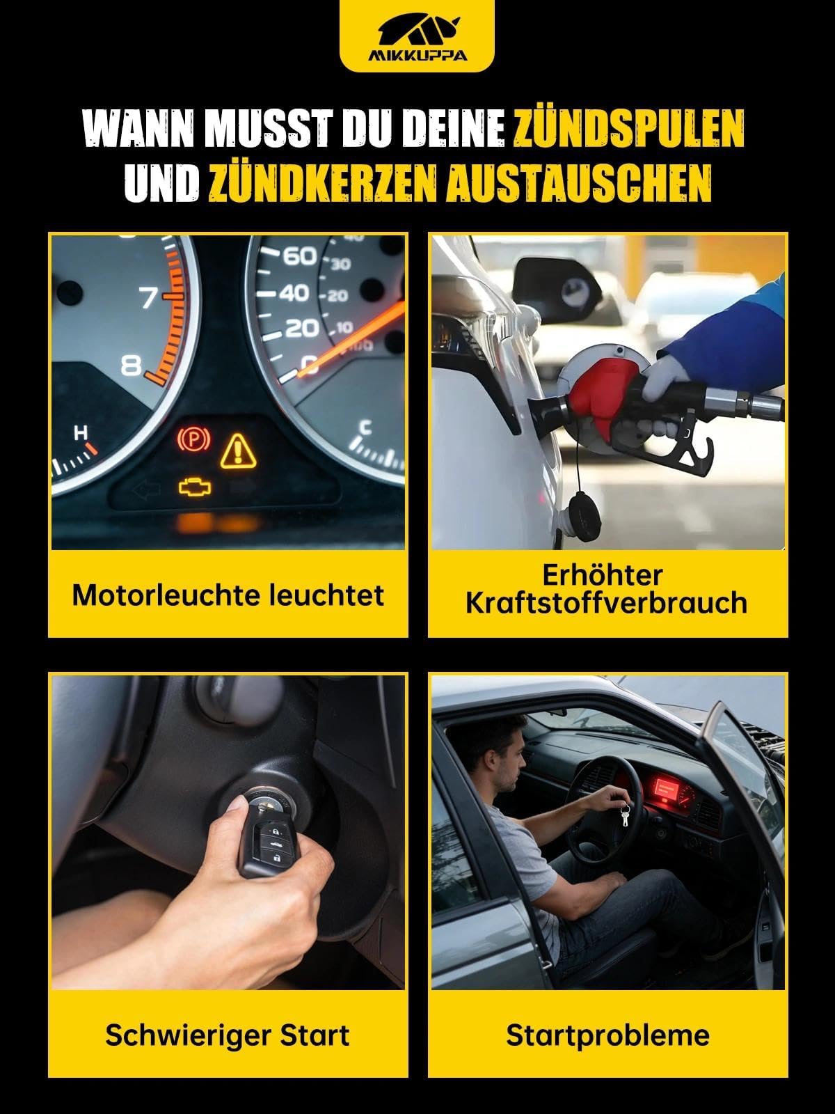MIKKUPPA 4x Zündspulen Set mit 4 Zündkerzen für MINI Cooper S R55 R56 R57 R58 R59 Countryman R60 Paceman R61 BMW 116i 118i 316i ersetzt OE 12137575010 UF598