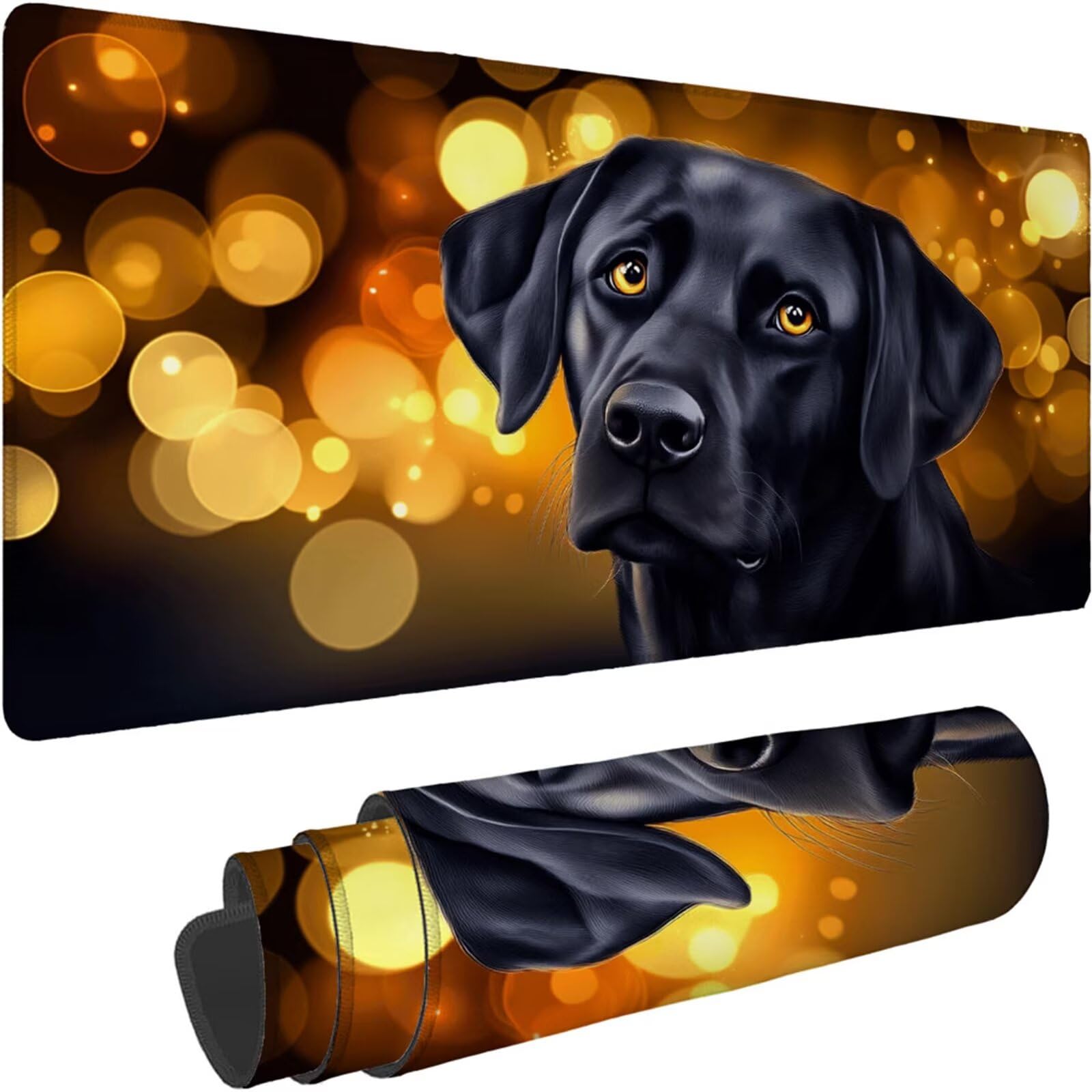 Gamingowa podkładka pod mysz 1200 x 600 x 3 mm, XXL, wodoszczelna, odporna na ścieranie, z przyszytymi krawędziami, podkładka na biurko, poprawia prędkość i precyzję do laptopa, komputera, wzór psa xn