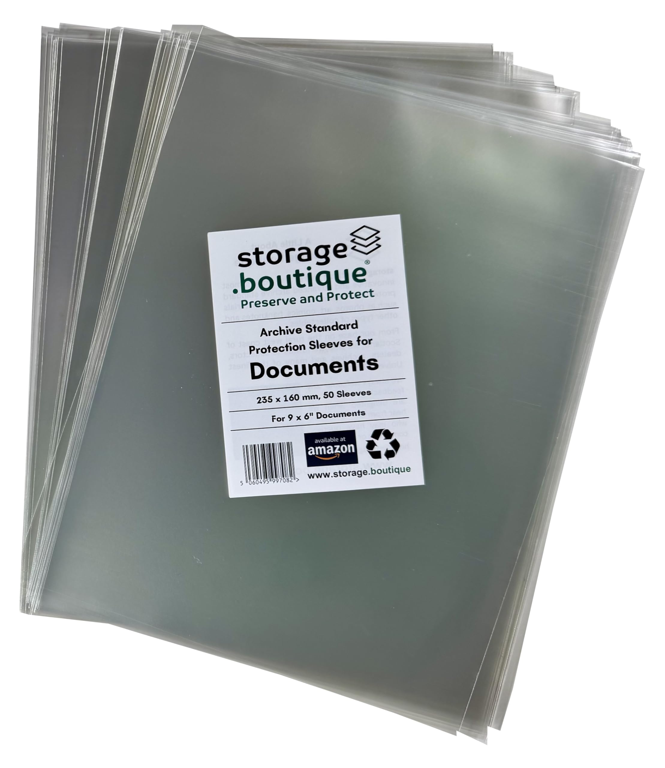 storage.boutique Document/Paper Ephemera Protection Sleeves, Archive Standard, Acid Free, 9 x 6 inches, 235 x 160 mm, 50