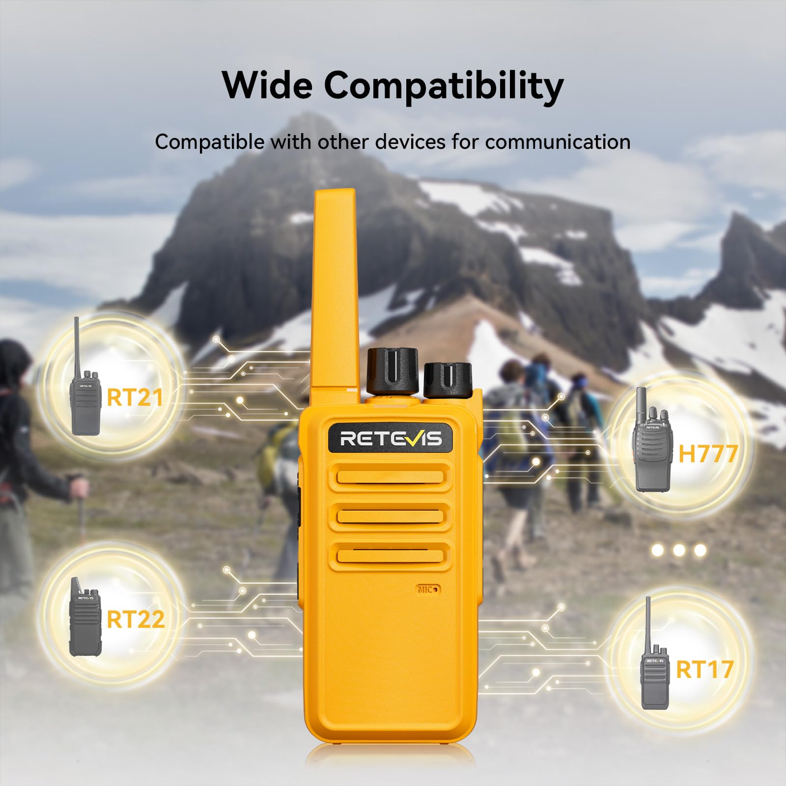 Retevis RT668 Walkie Talkie, PMR446 Walkie Talkie Profesional con Auriculares, Robusto, VOX, Cable USB C, Linterna LED, Radiocomunicación aal Adultos, Restaurante, Construcción, Industria(2 Par)